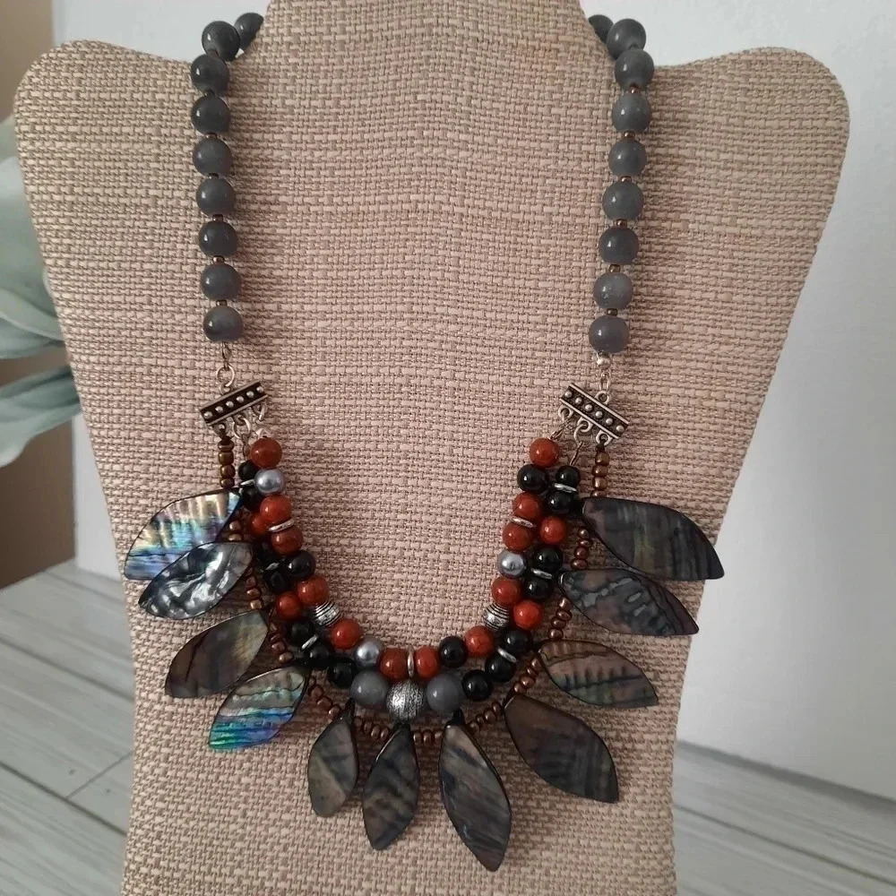 Aquarius Bead and Shell Multiple Strand Necklace